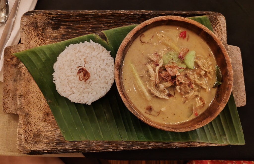 Balinese Chicken Curry with lemongrass and fried shallots, served with rice